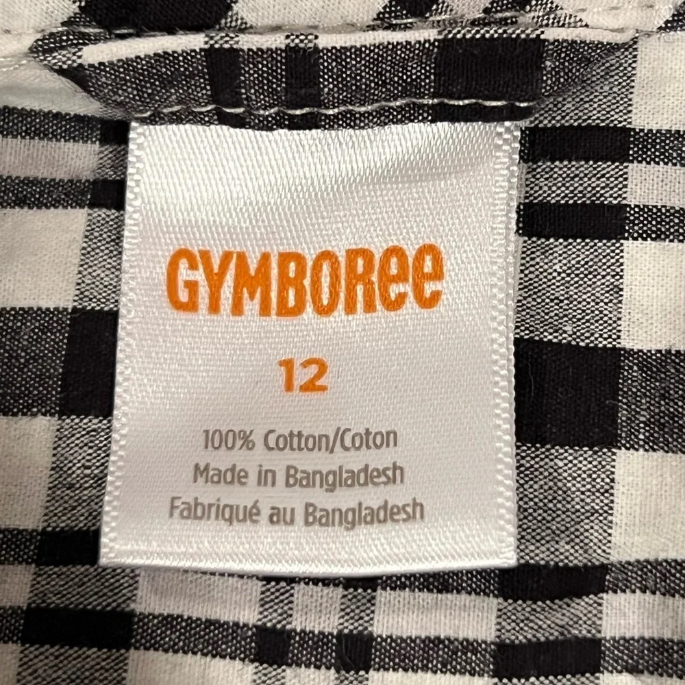 GYMBOREE boys Black and White Checkered dress Shirt/size 12
